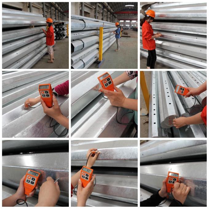 Polygonal Powder Coating Electrical Transmission Line Poles With 2 Cross Arm