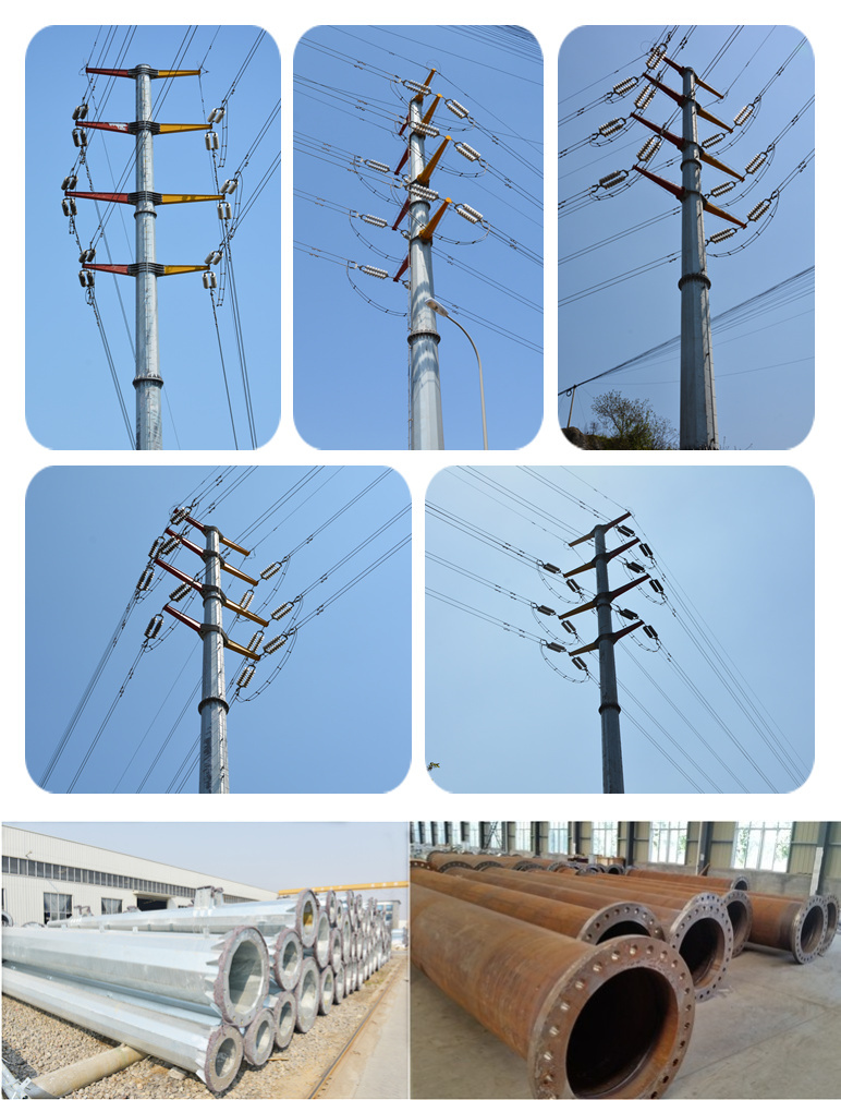 Double Circuit 35kV 380kV Q235 Transmission Line Steel Pole Tower
