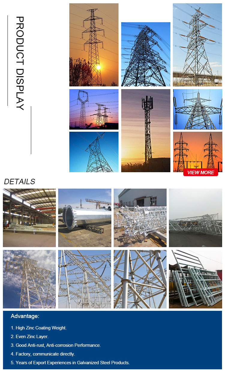 celosía de acero galvanizado de alta tensión torres de transmisión de energía