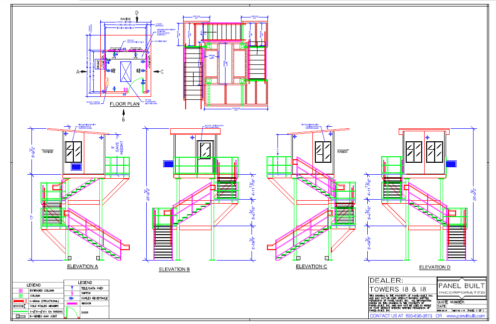 Lookout lửa Tháp thép CAD